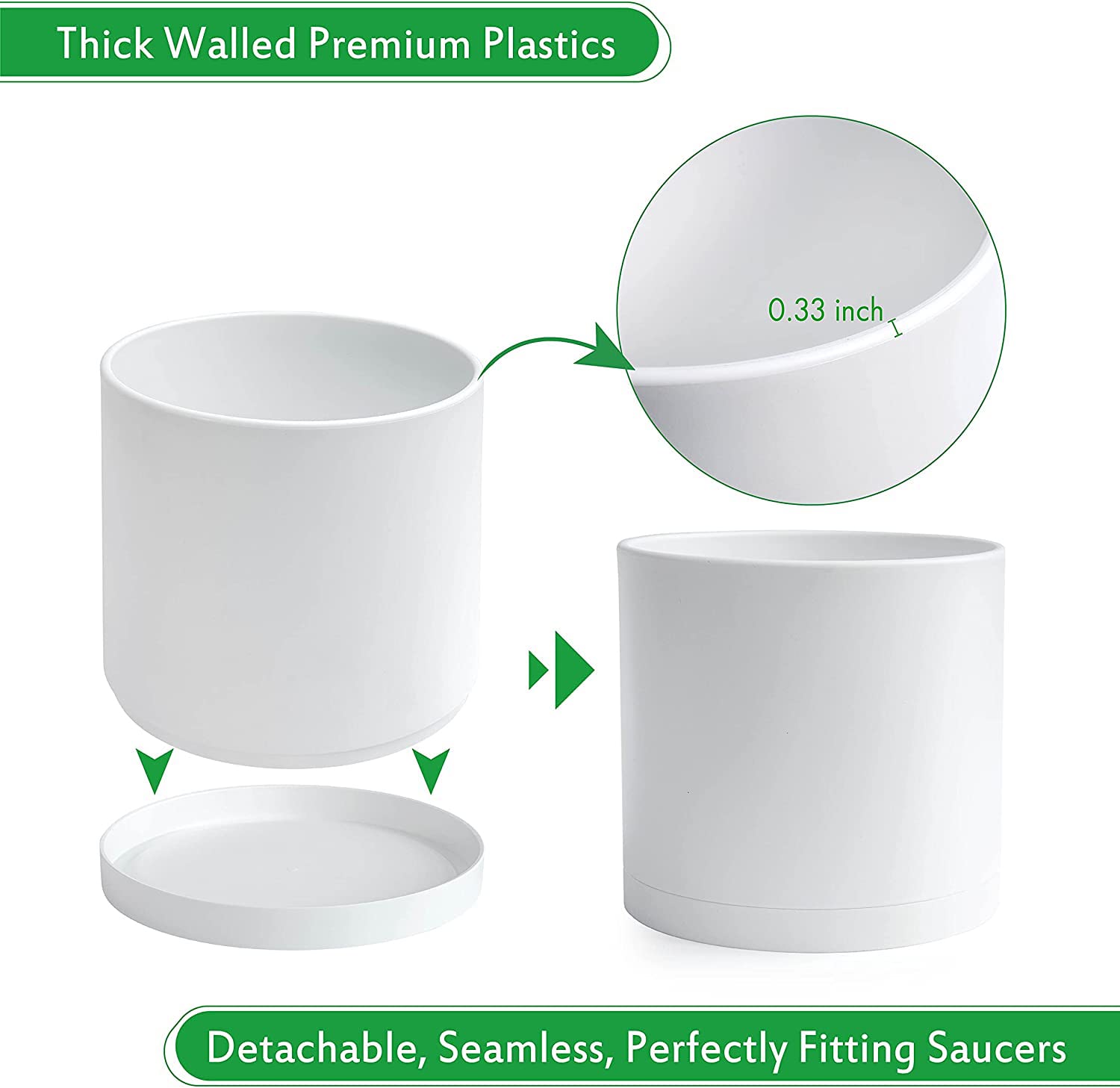 Amazon.com : D'vine Dev 12 Inch Plastic Planter Pots for Plant Pot